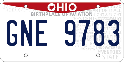 OH license plate GNE9783