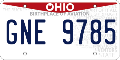 OH license plate GNE9785