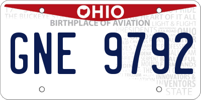 OH license plate GNE9792
