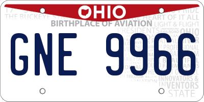 OH license plate GNE9966