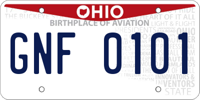 OH license plate GNF0101