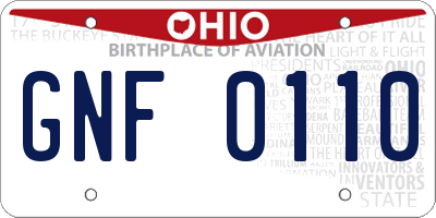 OH license plate GNF0110