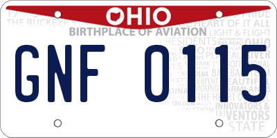 OH license plate GNF0115