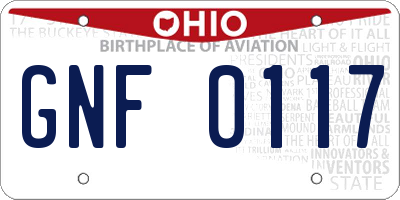 OH license plate GNF0117