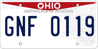 OH license plate GNF0119