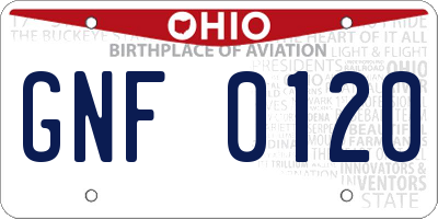 OH license plate GNF0120