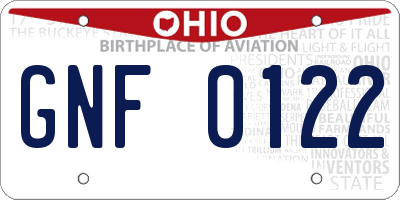 OH license plate GNF0122