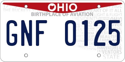 OH license plate GNF0125