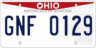 OH license plate GNF0129