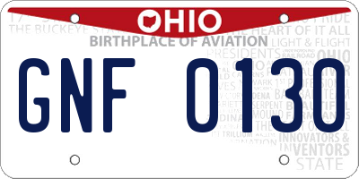OH license plate GNF0130