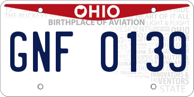 OH license plate GNF0139