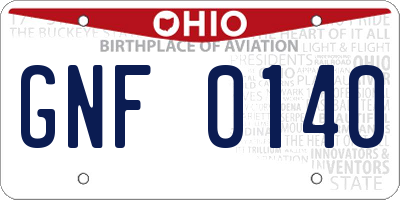 OH license plate GNF0140