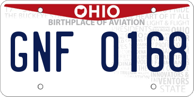OH license plate GNF0168