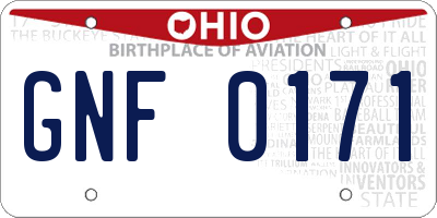 OH license plate GNF0171