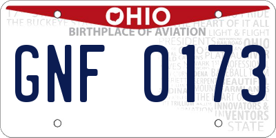 OH license plate GNF0173