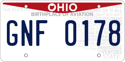 OH license plate GNF0178