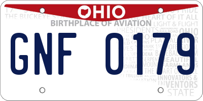 OH license plate GNF0179
