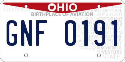 OH license plate GNF0191