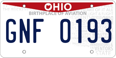 OH license plate GNF0193