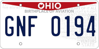OH license plate GNF0194