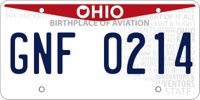 OH license plate GNF0214