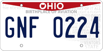 OH license plate GNF0224