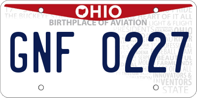 OH license plate GNF0227