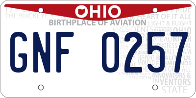 OH license plate GNF0257
