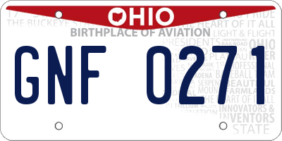 OH license plate GNF0271