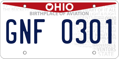 OH license plate GNF0301