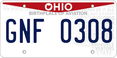 OH license plate GNF0308