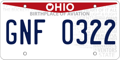 OH license plate GNF0322