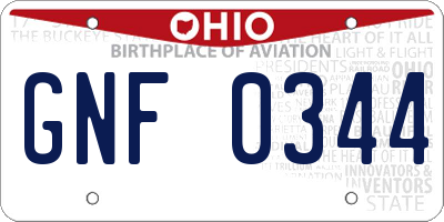 OH license plate GNF0344