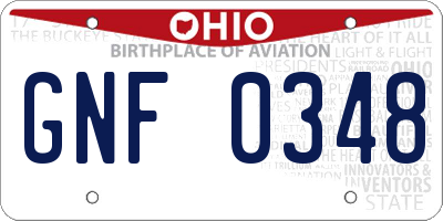 OH license plate GNF0348