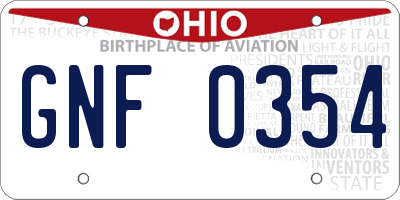 OH license plate GNF0354