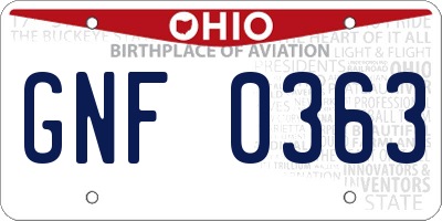 OH license plate GNF0363
