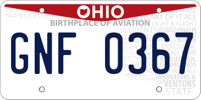OH license plate GNF0367