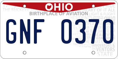OH license plate GNF0370