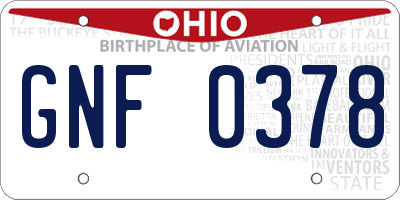 OH license plate GNF0378