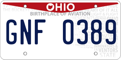 OH license plate GNF0389