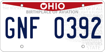 OH license plate GNF0392