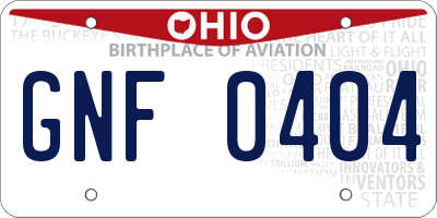 OH license plate GNF0404