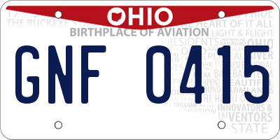OH license plate GNF0415
