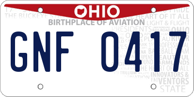 OH license plate GNF0417