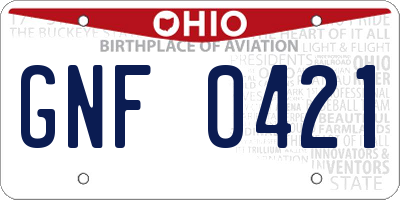 OH license plate GNF0421