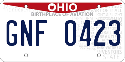 OH license plate GNF0423