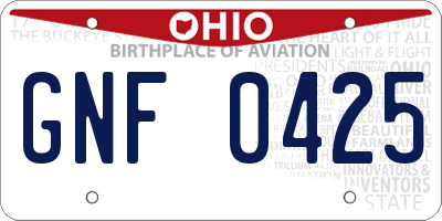 OH license plate GNF0425
