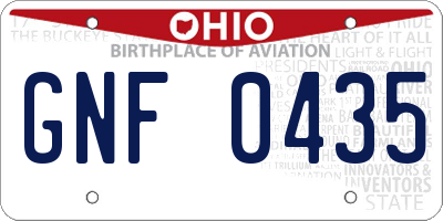 OH license plate GNF0435