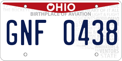 OH license plate GNF0438