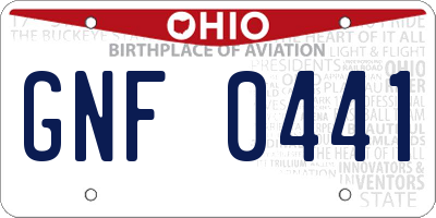 OH license plate GNF0441